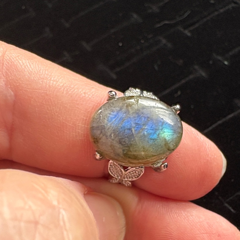 Labradorite Silver Plated Adjustable Ring - image 5